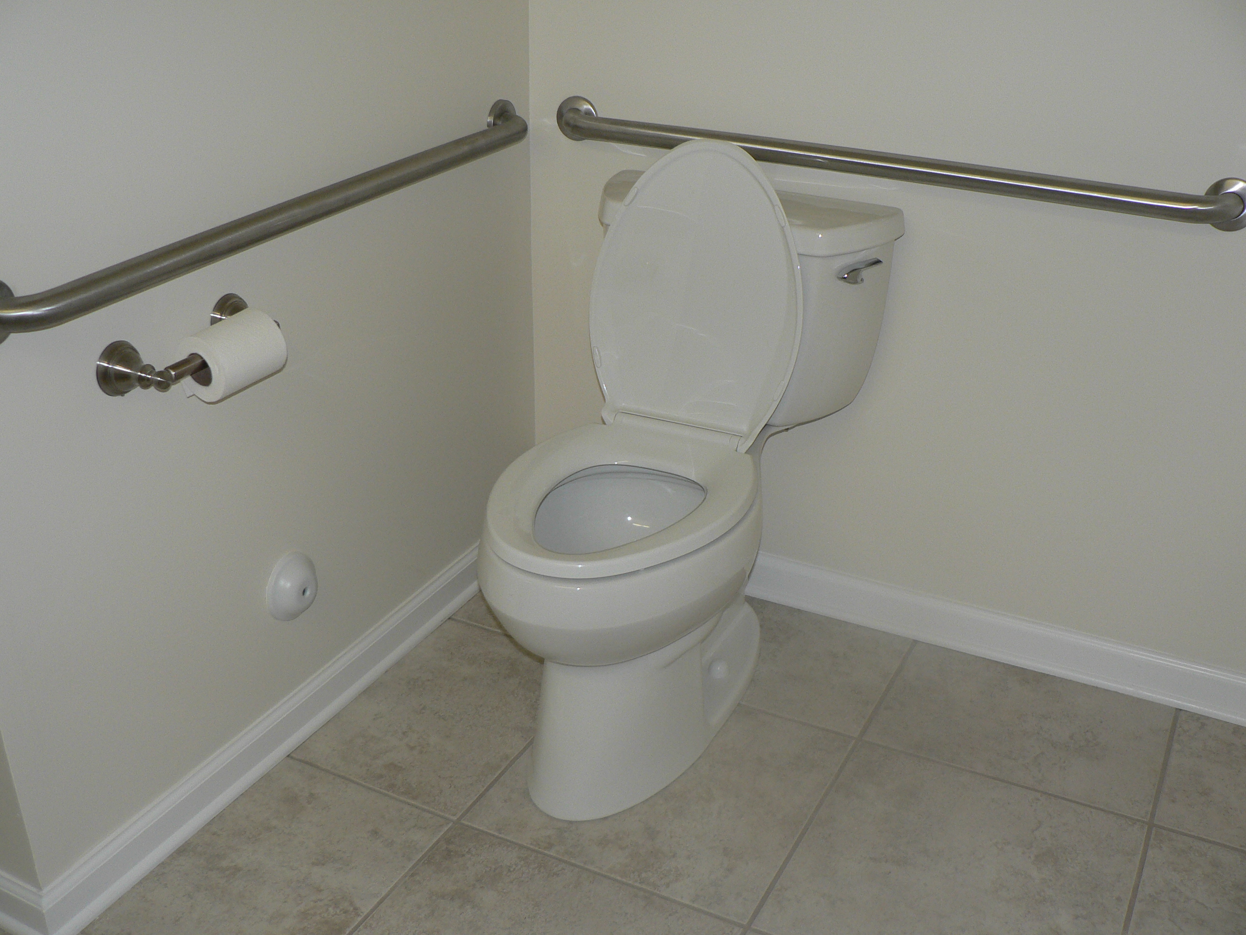 The handicap accessible commode area